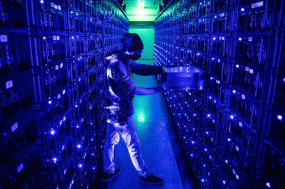 A mining farm utilizing solar panels for energy
