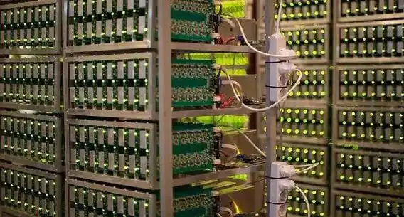 An advanced mining rig setup in a German hosting facility, optimized for multiple cryptocurrencies